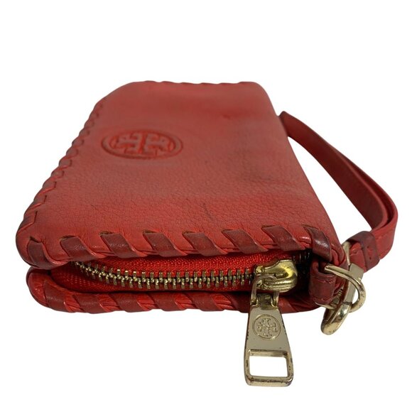 Tory Burch Red Pebbled Leather Zip Around Large Continental Wallet Wristlet - Picture 8 of 11